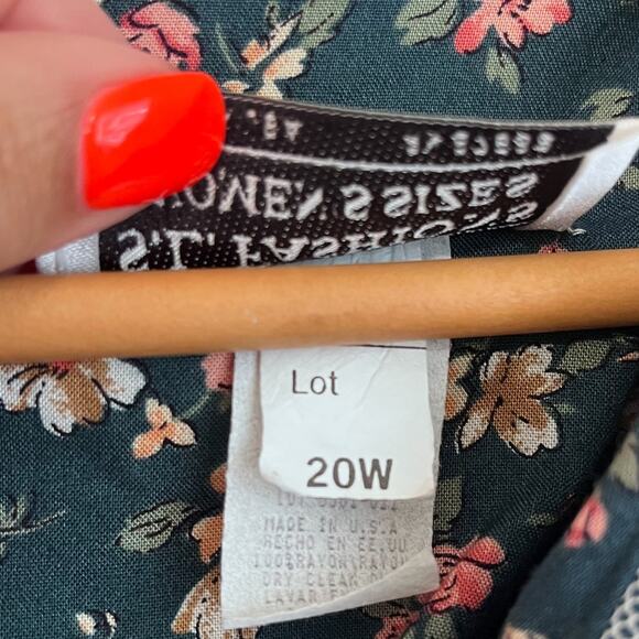 Vintage Cottagecore Prairie Dress Size 20W Green Floral Lace Country Peasant - Picture 11 of 12